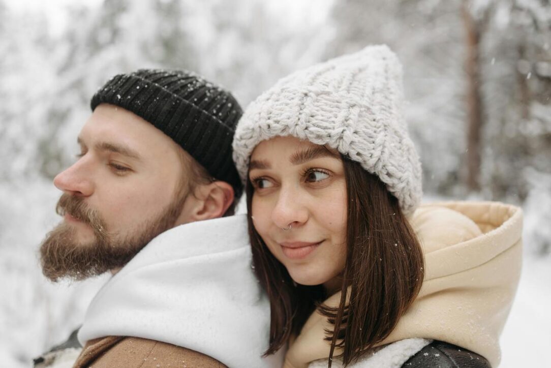 couple outside in winter